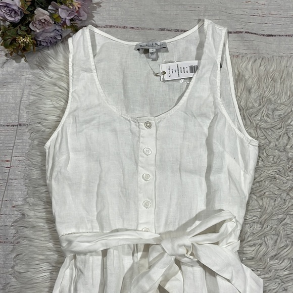 NWT Michael Stars Linen Lulu Button Down Midi Dress in White - Picture 6 of 12